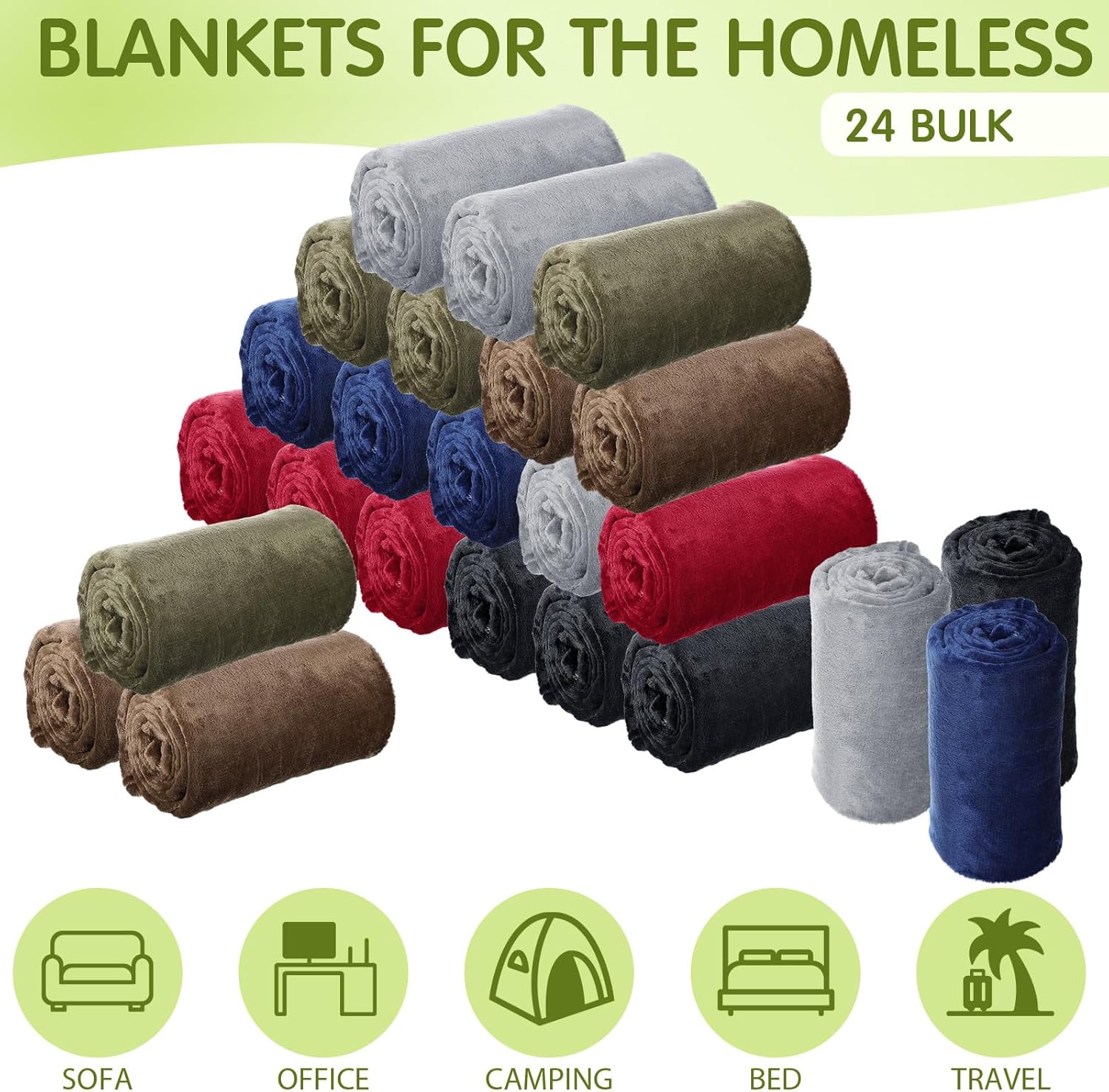 Toulite 24 Pcs Bulk Flannel Fleece Blankets for Homeless Donations Cozy Fleeces Throw Blankets Winter Fleece Blanket Bulk for Donations Bed Couch Sofa Home Camping Wedding Gifts(Dark Colors) - Image 2