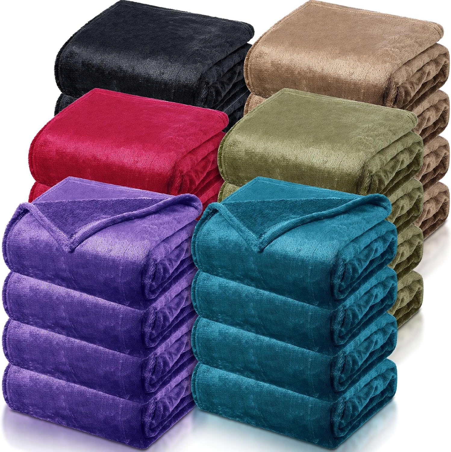 Toulite 24 Pcs Bulk Flannel Fleece Blankets for Homeless Donations Cozy Fleeces Throw Blankets Winter Fleece Blanket Bulk for Donations Bed Couch Sofa Home Camping Wedding Gifts(Dark Colors) - Image 7