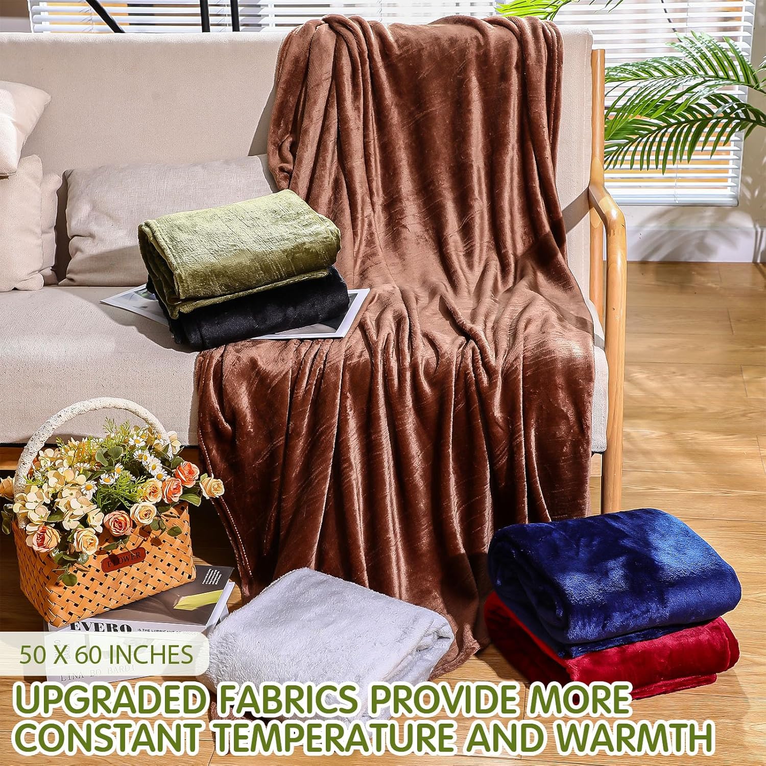 Toulite 24 Pcs Bulk Flannel Fleece Blankets for Homeless Donations Cozy Fleeces Throw Blankets Winter Fleece Blanket Bulk for Donations Bed Couch Sofa Home Camping Wedding Gifts(Dark Colors) - Image 5