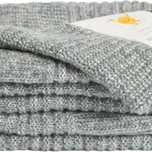 UnHide Melange Knit Blanket - 60" x 80" Textured & Ultra-Soft Wool Throw - Timeless & Breathable Knitted Blanket for Bedroom & Living Room - Silver Fox