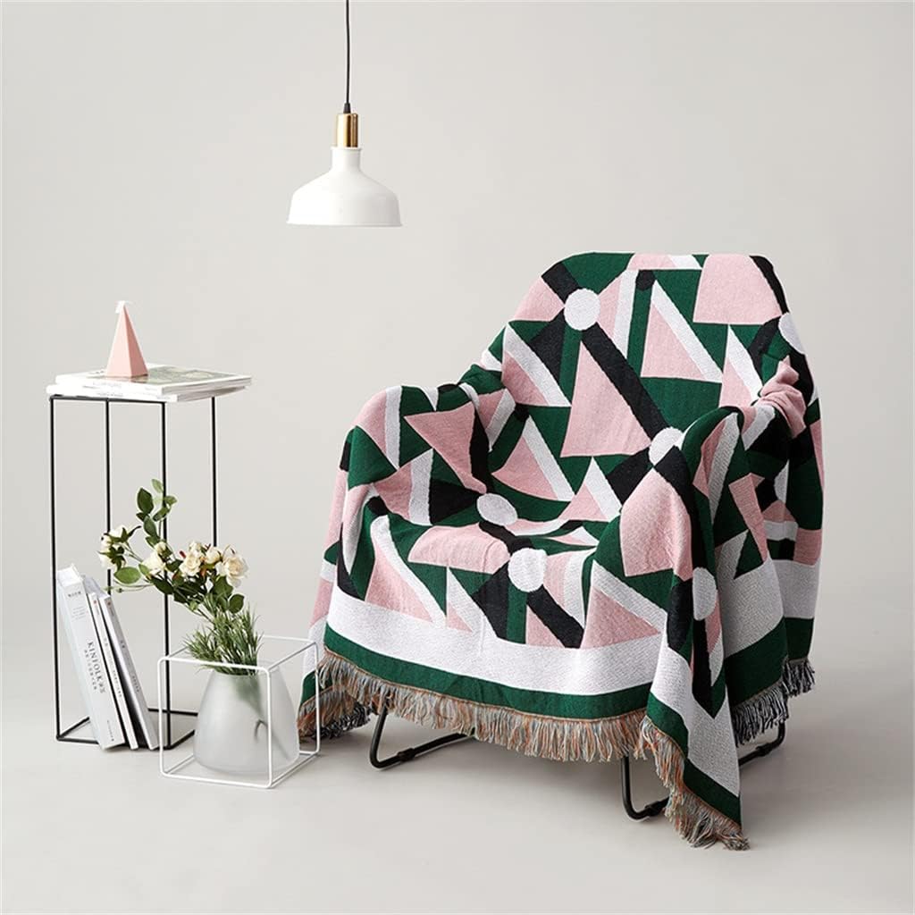 UOHLCX HBJWOV Geometric Vintage Knitted Sofa Throw Blanket Cotton Towel Thread Bedding Blanket for Couch Chair Tapestry Carpet Travel Blanket - Image 4