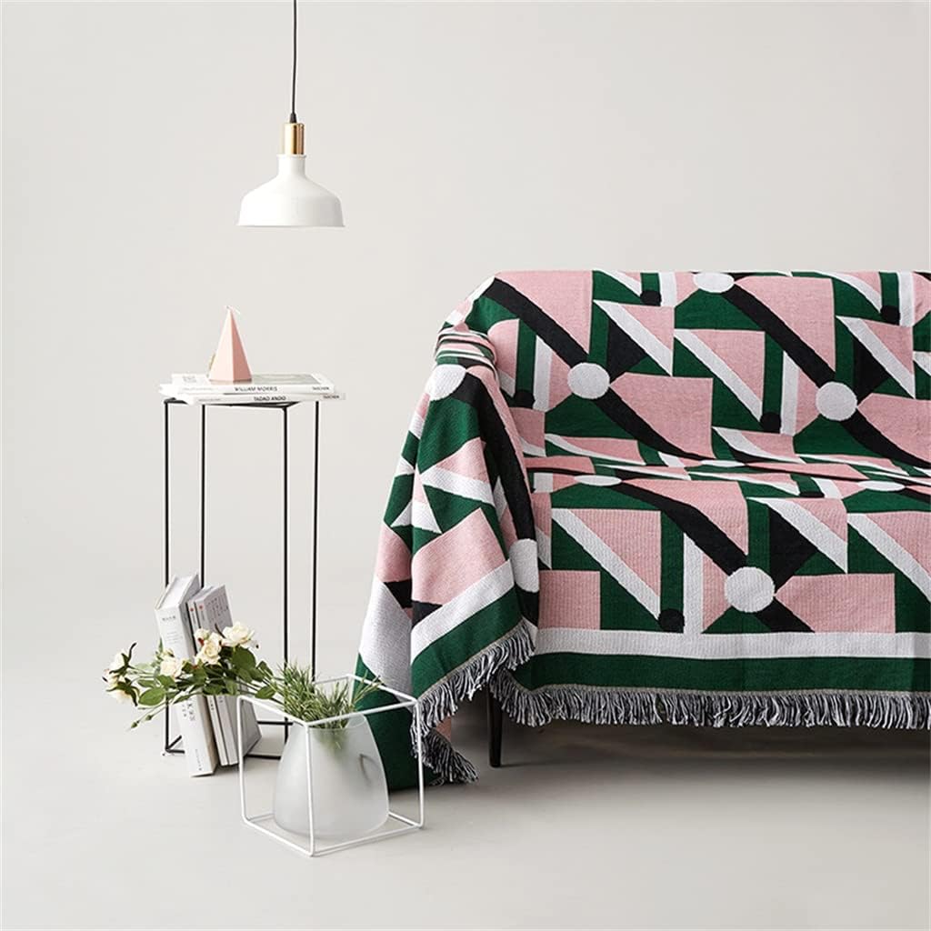 UOHLCX HBJWOV Geometric Vintage Knitted Sofa Throw Blanket Cotton Towel Thread Bedding Blanket for Couch Chair Tapestry Carpet Travel Blanket - Image 3