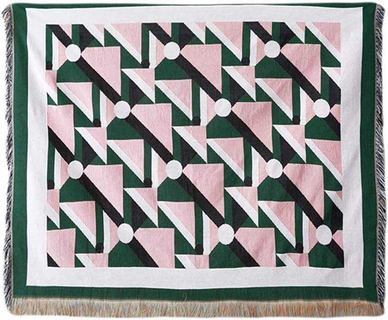 UOHLCX HBJWOV Geometric Vintage Knitted Sofa Throw Blanket Cotton Towel Thread Bedding Blanket for Couch Chair Tapestry Carpet Travel Blanket
