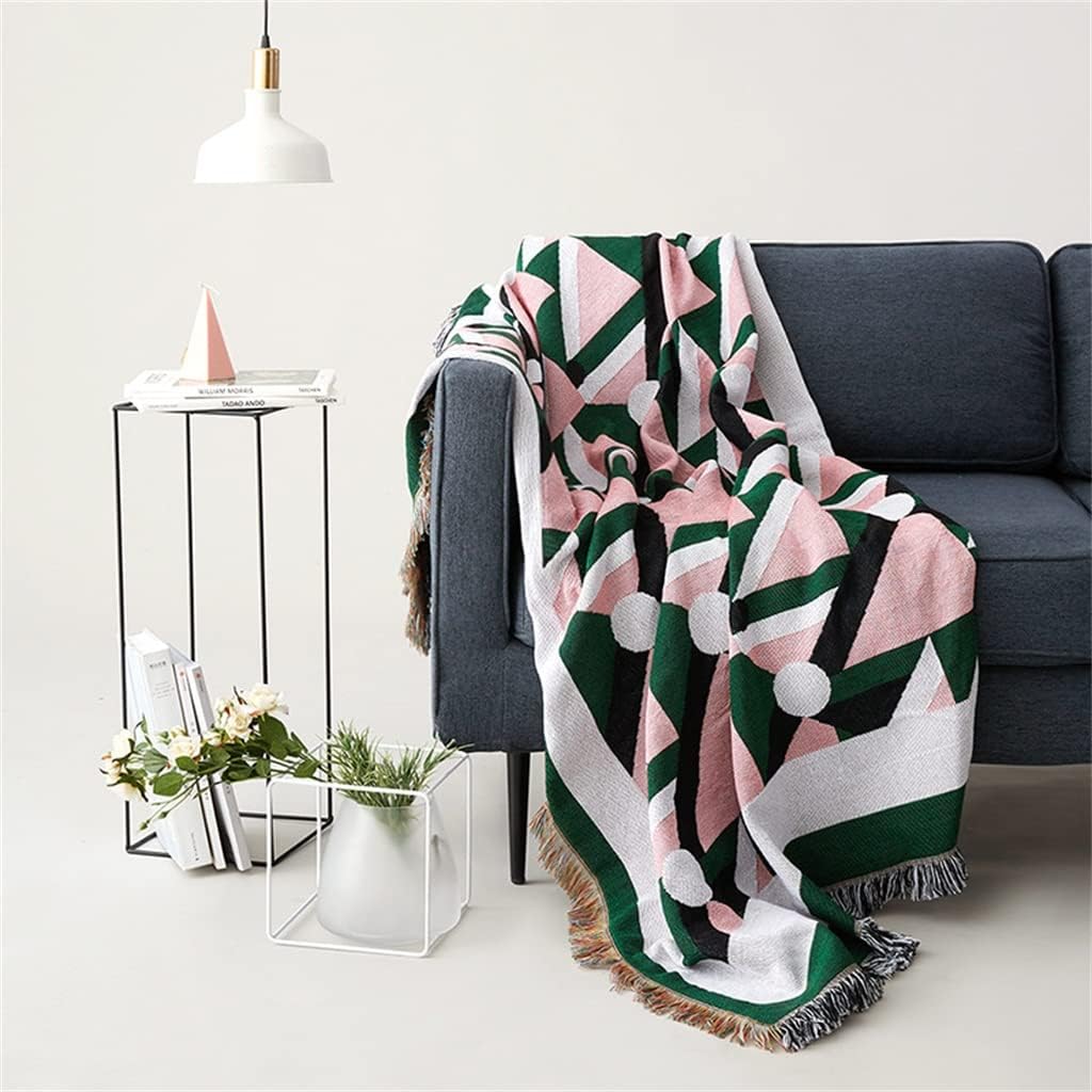 UOHLCX HBJWOV Geometric Vintage Knitted Sofa Throw Blanket Cotton Towel Thread Bedding Blanket for Couch Chair Tapestry Carpet Travel Blanket - Image 2