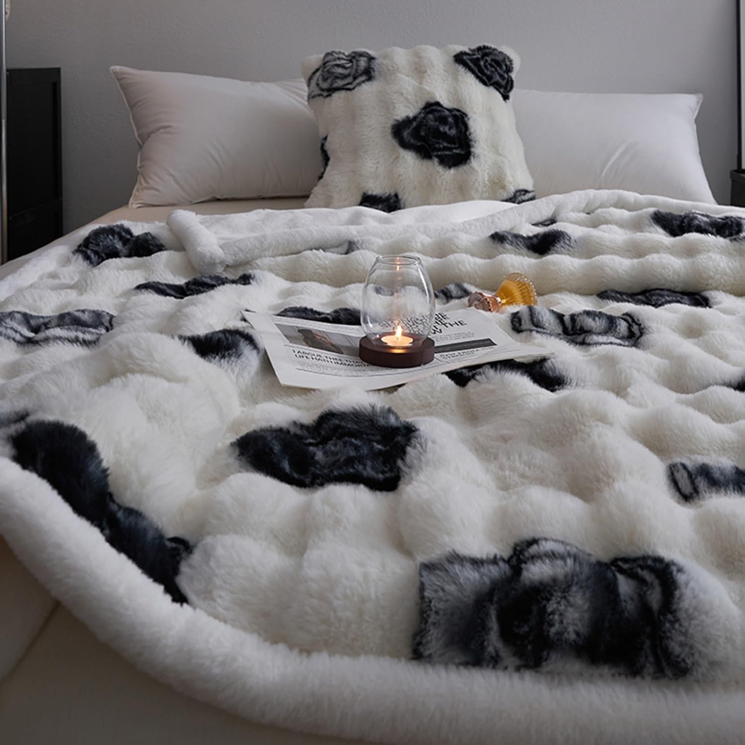 Warm Cozy White Throw Blanket for Couch Bed Sofa - Thick Plush Fuzzy Soft Reversible Fleece Blanket Throw - Elegant Living Room Bedroom Decor - All Seasons Snuggle Blanket - Image 6