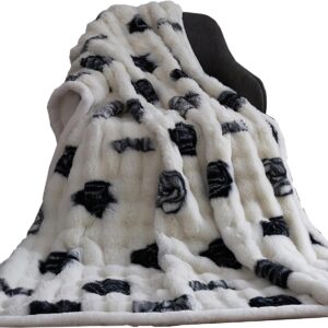 Warm Cozy White Throw Blanket for Couch Bed Sofa - Thick Plush Fuzzy Soft Reversible Fleece Blanket Throw - Elegant Living Room Bedroom Decor - All Seasons Snuggle Blanket