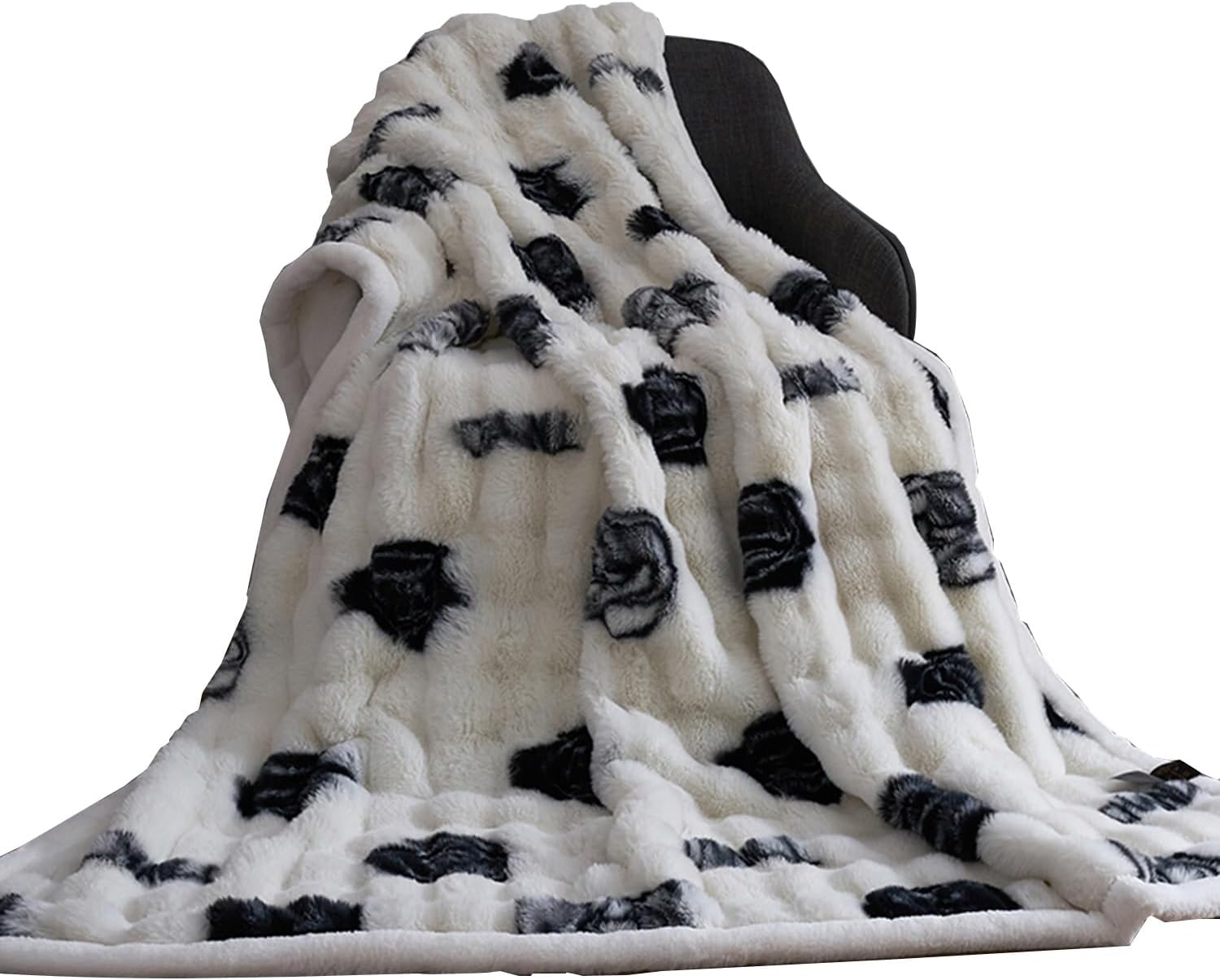 Warm Cozy White Throw Blanket for Couch Bed Sofa - Thick Plush Fuzzy Soft Reversible Fleece Blanket Throw - Elegant Living Room Bedroom Decor - All Seasons Snuggle Blanket