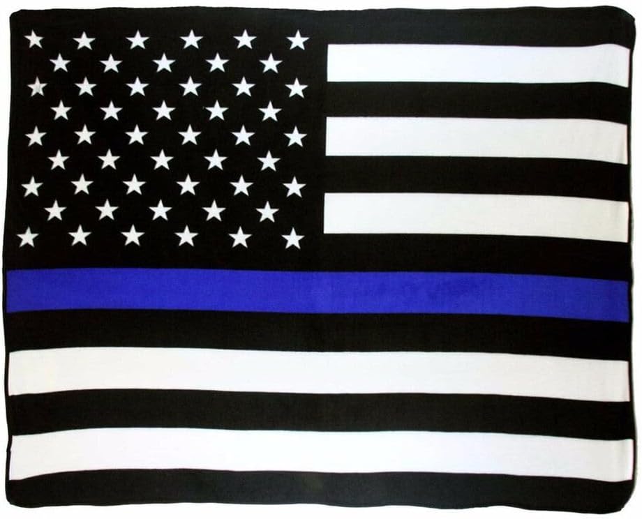 Wholesale (12) USA Thin Blue Line 50x60 Polar Fleece Blanket Throw Plush