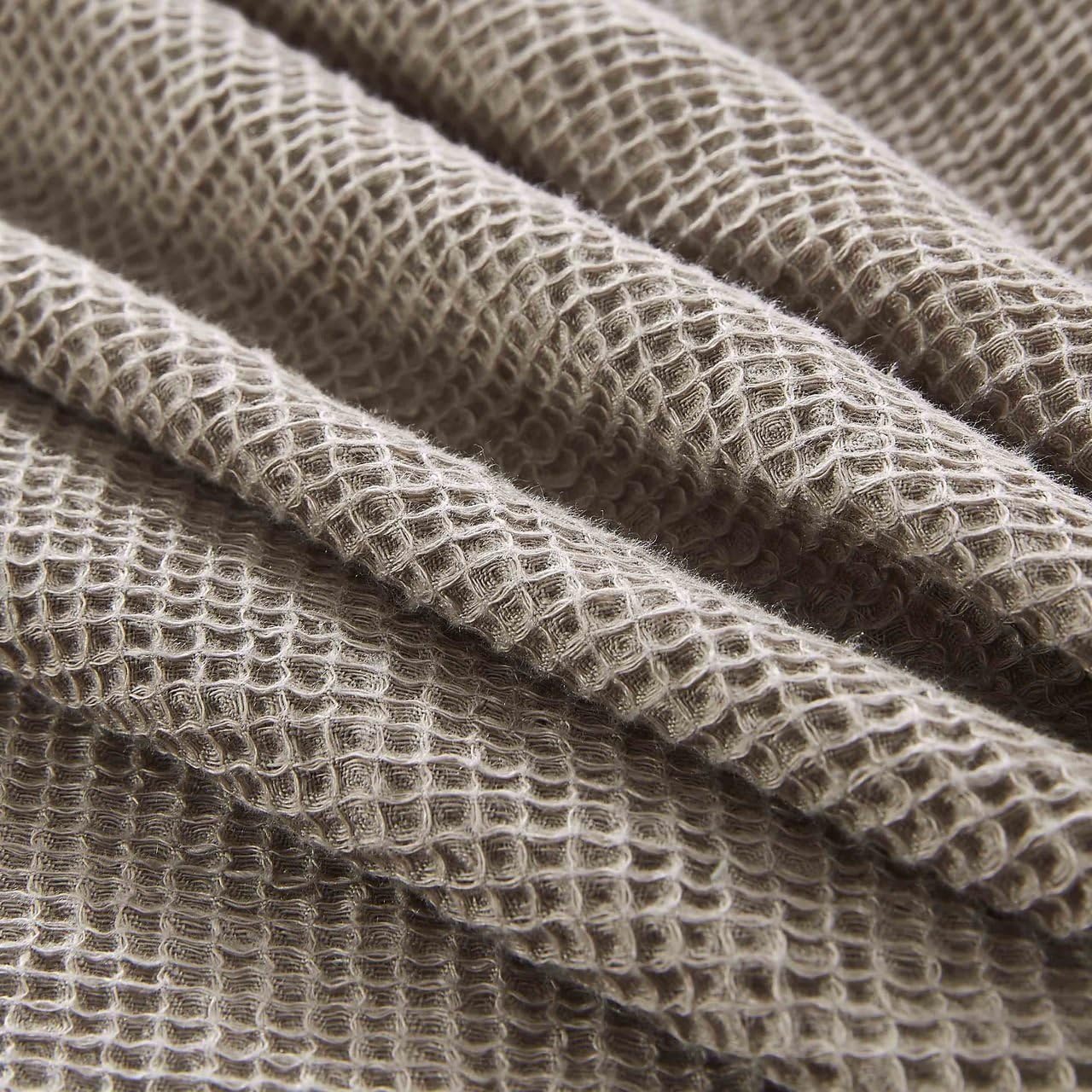 YUE Home Textile Linen Waffle Blanket, Throw, Dune